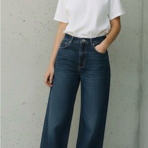 Well Worn Dark Blue Flare Jeans